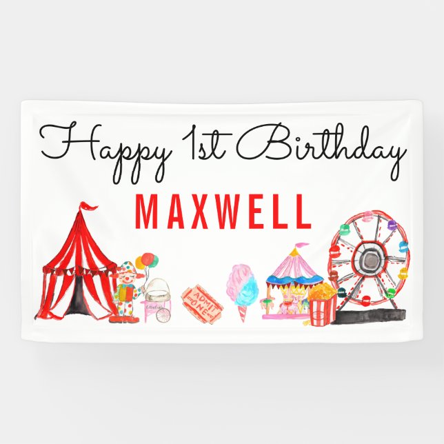Cute Carnival Circus Festival Show Kids Birthday Banner (Horizontal)