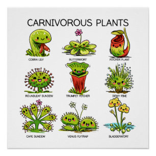 Cute Carnivorous Plants Poster