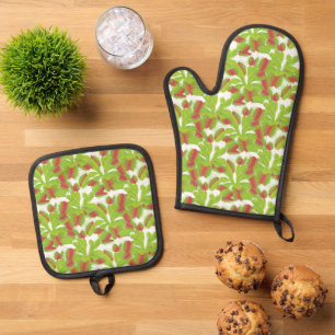 Cute Carnivorous Venus Flytraps Oven Mitt & Pot Holder Set