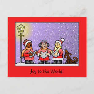 Cute Carolers & Singing Dog Personalised Postcard