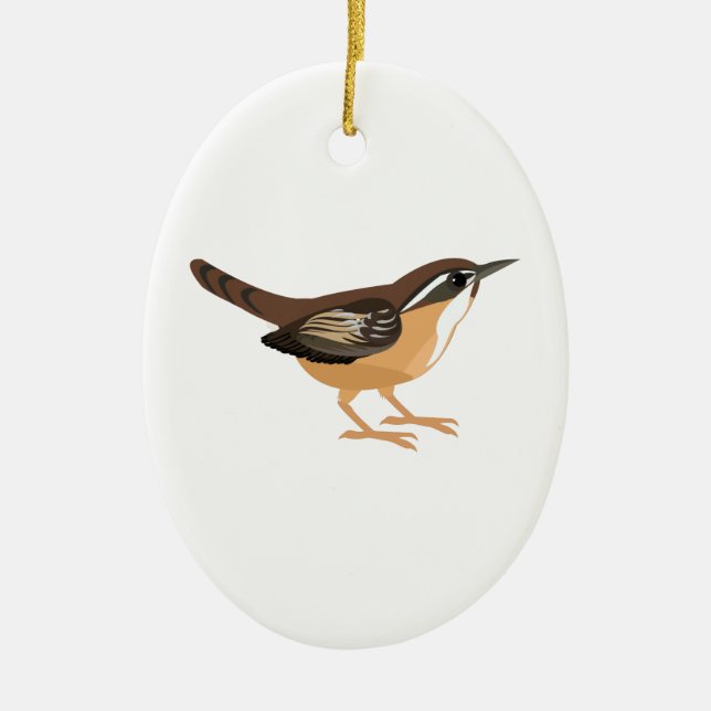 Cute Carolina Wren Ceramic Tree Decoration (Front)