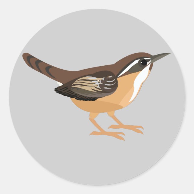 Cute Carolina Wren Classic Round Sticker (Front)