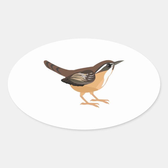 Cute Carolina Wren Oval Sticker (Front)