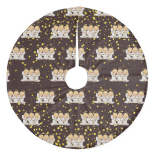 Cute Caroling Angels Fleece Tree Skirt