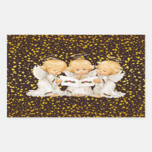 Cute Caroling Angels Rectangular Sticker