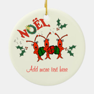 Cute Caroling Crawfish Lobster Christmas Ceramic Tree Decoration
