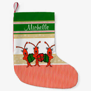 Cute Caroling Crawfish Small Christmas Stocking