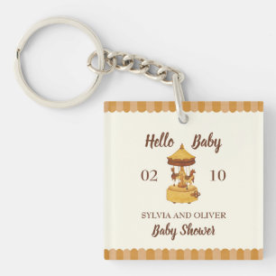 Cute carousel gender neutral baby shower favours  key ring