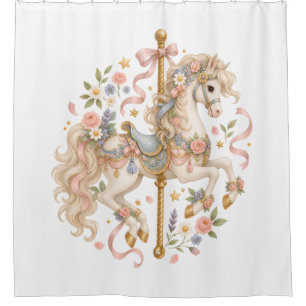 Cute Carousel Horse Vintage Art Shower Curtain