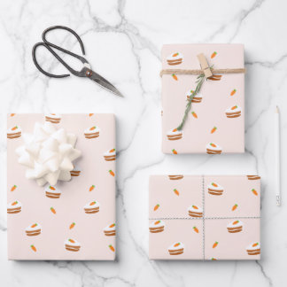Cute Carrot Cake Pattern Wrapping Paper Sheet