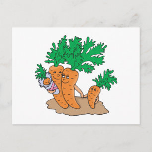 cute carrot cartoon family postcard