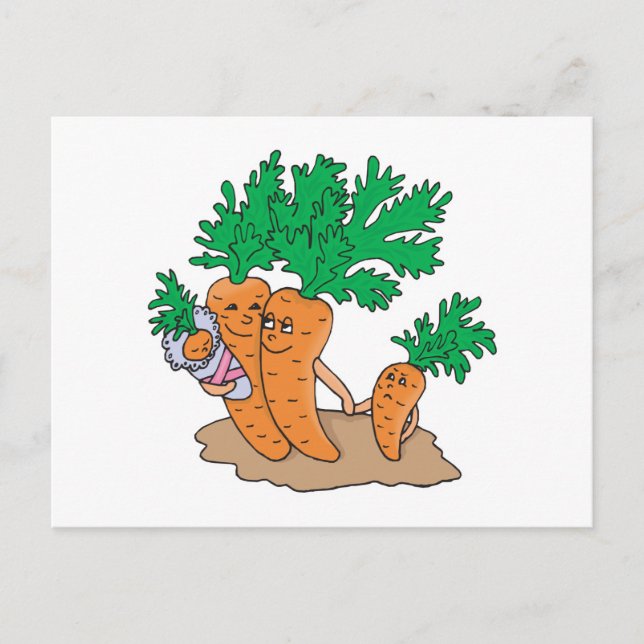 cute carrot cartoon family postcard (Front)
