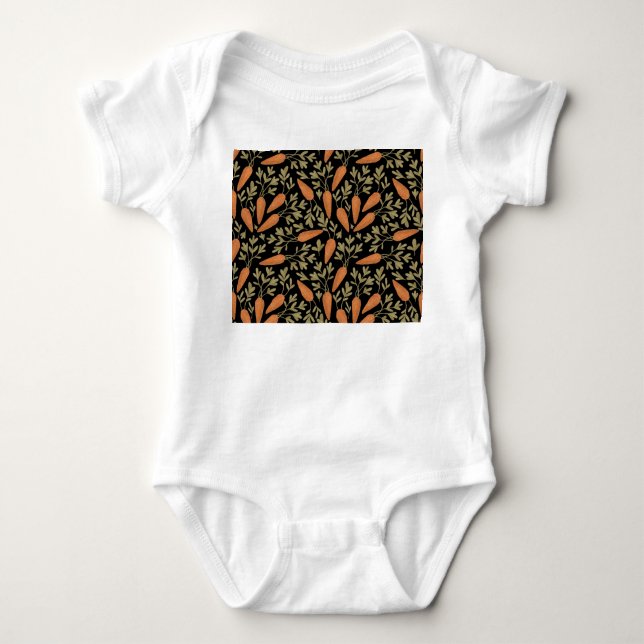 Cute Carrot Hand Drawn Pattern Baby Bodysuit (Front)