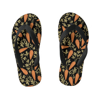Cute Carrot Hand Drawn Pattern Kid's Flip Flops