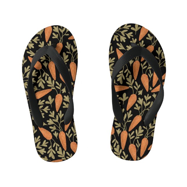 Cute Carrot Hand Drawn Pattern Kid's Flip Flops (Footbed)