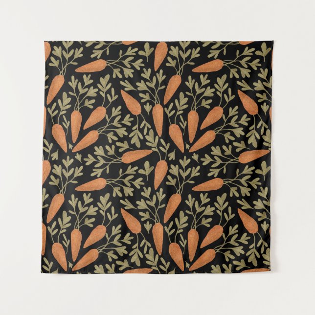 Cute Carrot Hand Drawn Pattern Tapestry (Front)