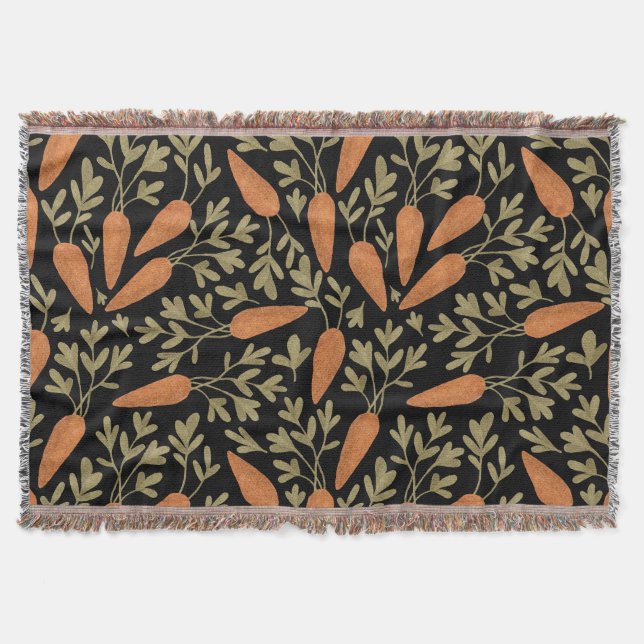 Cute Carrot Hand Drawn Pattern Throw Blanket (Front)