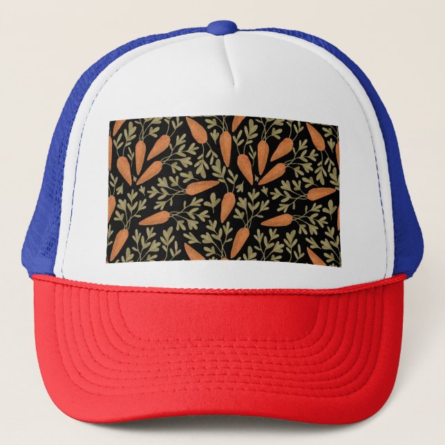 Cute Carrot Hand Drawn Pattern Trucker Hat (Front)