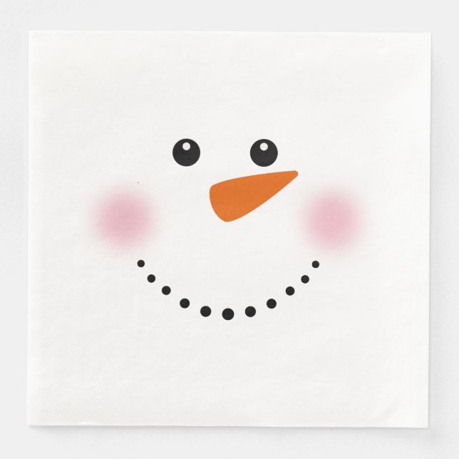 Cute Carrot Nose Snowman Napkin (Front)