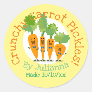 Cute carrot pickles cartoon illustration label