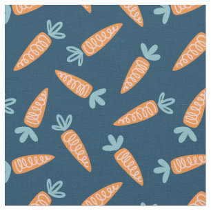 Cute Carrots on navy Fabric