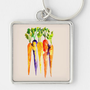 Cute carrots watercolor art key ring