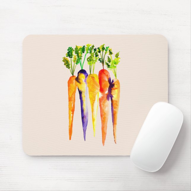 Cute carrots watercolor art mouse mat (With Mouse)