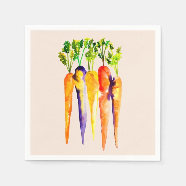 Cute carrots watercolor art napkin (Front)