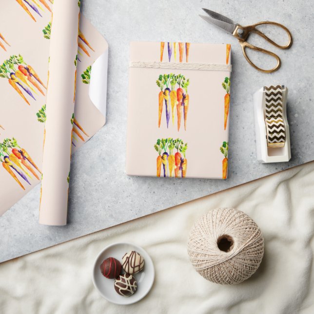 Cute carrots watercolor art wrapping paper (Crafts)