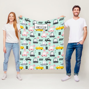 Cute Cars  Fleece Blanket, Medium Blanket