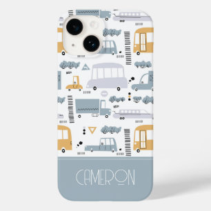 Cute Cars in Traffic Pattern Case-Mate iPhone 14 Case