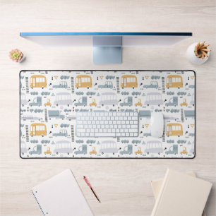 Cute Cars in Traffic Pattern Desk Mat