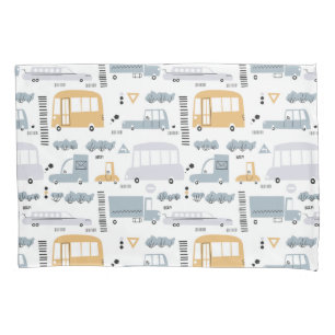 Cute Cars in Traffic Pattern Pillowcase