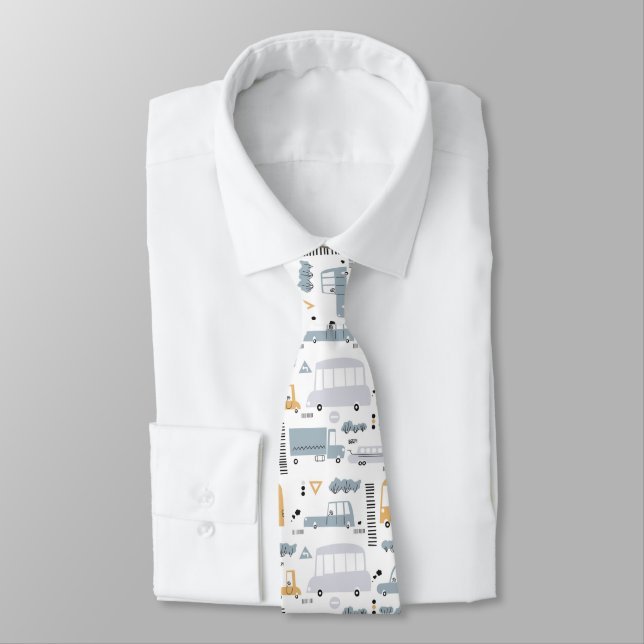 Cute Cars in Traffic Pattern Tie (Tied)