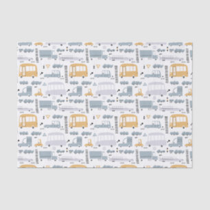 Cute Cars in Traffic Pattern Tissue Paper