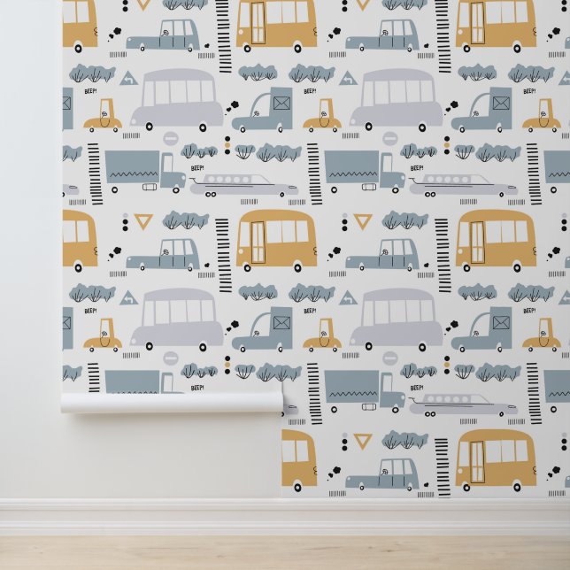 Cute Cars in Traffic Pattern Wallpaper (Application)