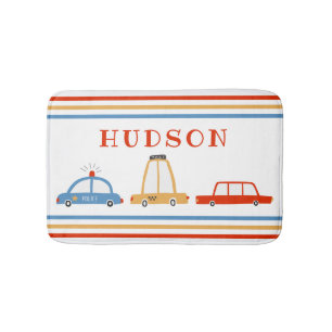 Cute Cars Personalised Bath Mat
