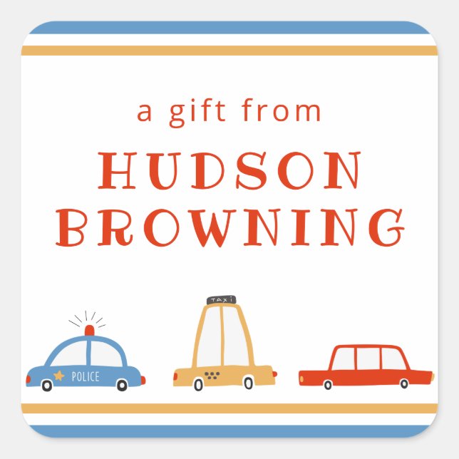 Cute Cars Personalised Gift Stickers (Front)