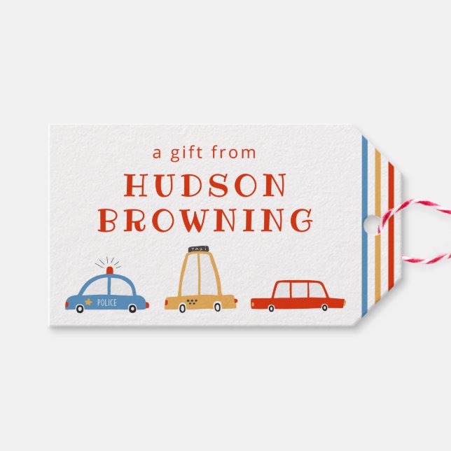 Cute Cars Personalised Gift Tags (Front (Horizontal))