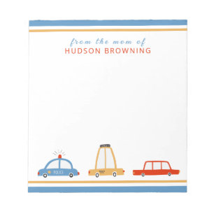 Cute Cars Personalised Mum Notepad