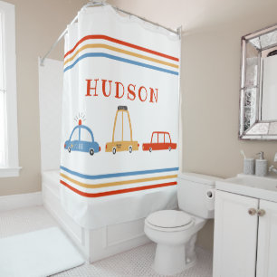 Cute Cars Personalised Shower Curtain