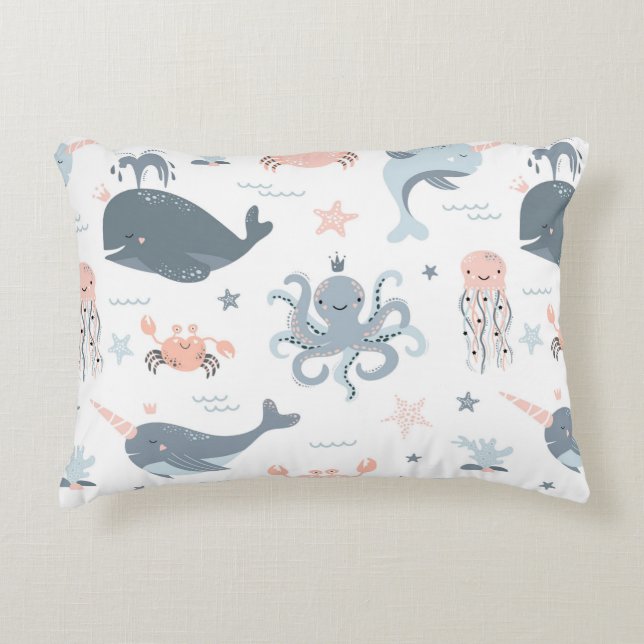 Cute Carton Sea Fish Decorative Cushion (Front)
