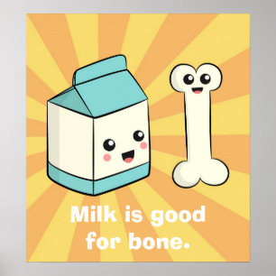 Cute Cartoon about Milk and Bone Poster