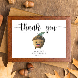 Cute cartoon acorn baby shower thank you card