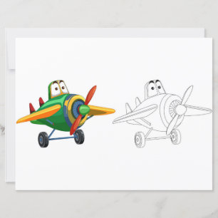 Cute Cartoon aeroplane coloring page