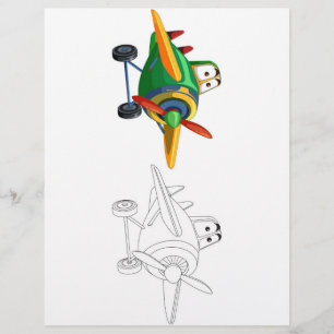 Cute Cartoon aeroplane colouring page