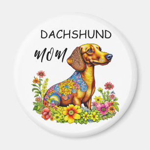Cute Cartoon AI Dachshund Mum Magnet