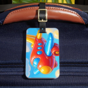 Cute Cartoon Airplane Luggage Tag