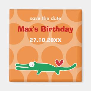 Cute Cartoon Alligator Kid's Birthday Party Magnet