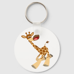 Cute Cartoon Ambling Giraffe Keychain